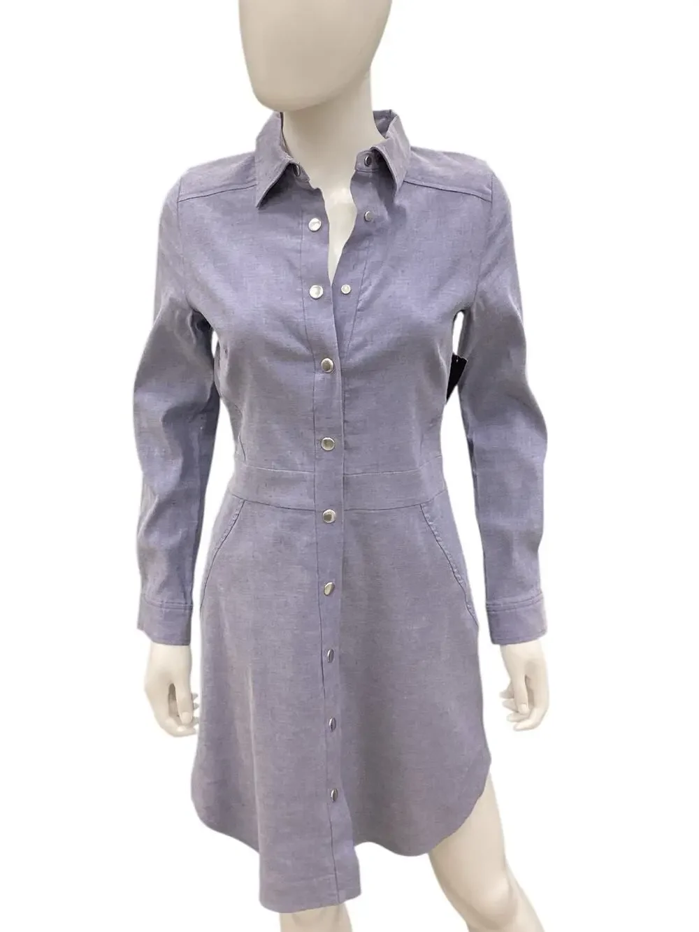 Veronica Beard Button Up Denim Blue Long Sleeve Dress